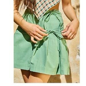 Free People Acing It Green Tie Mini Skirt